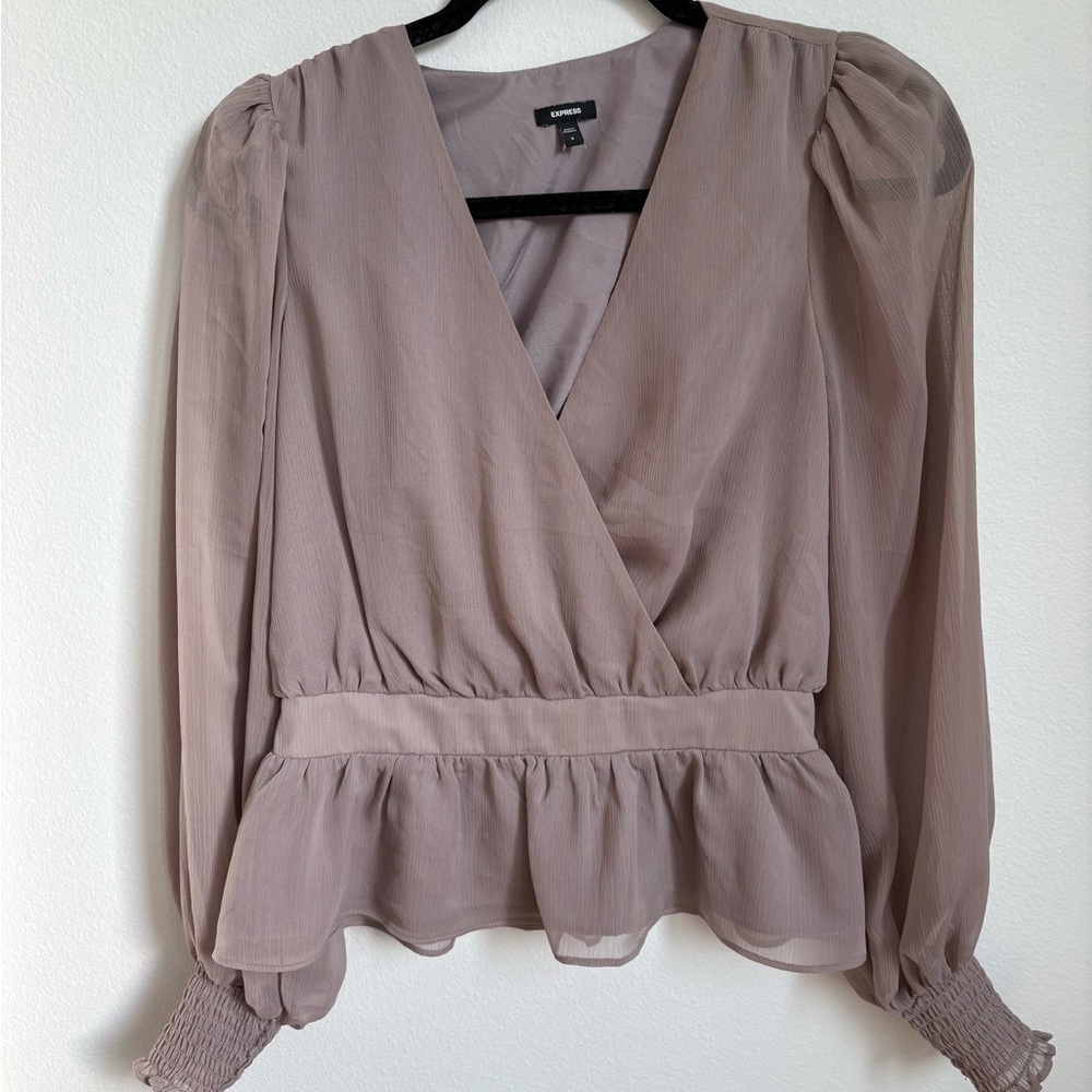 Express Taupe Peplum Blouse